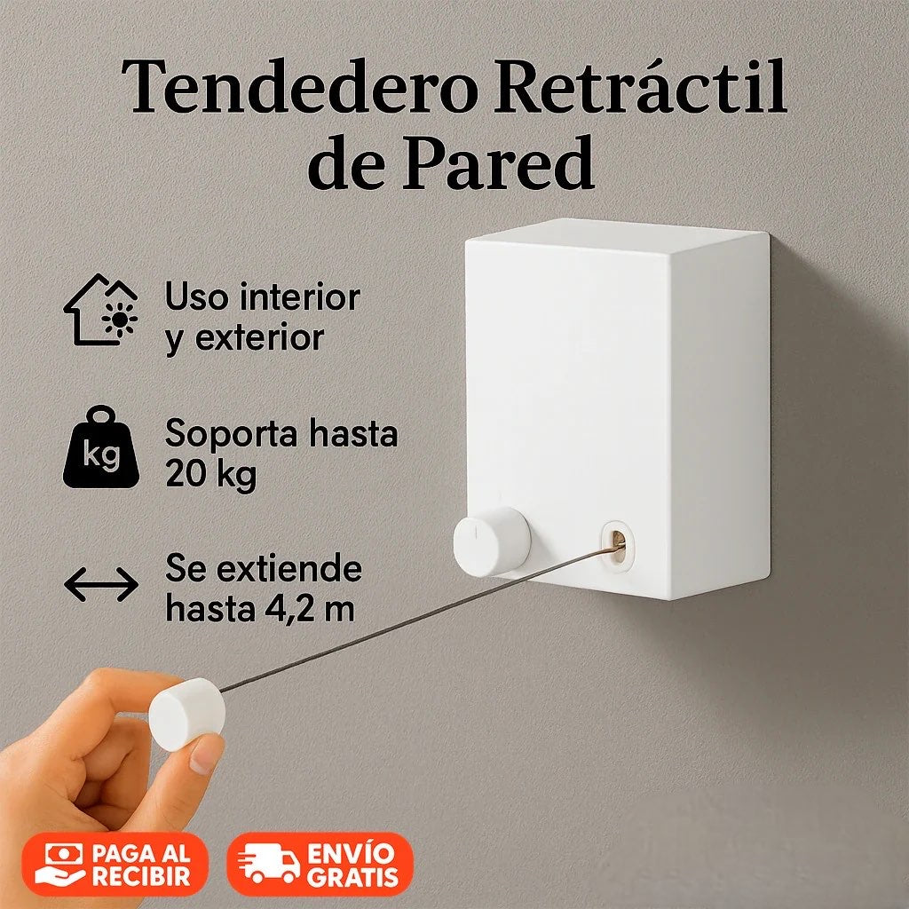 Tendedero Retráctil de Pared | 4,2 m de Longitud